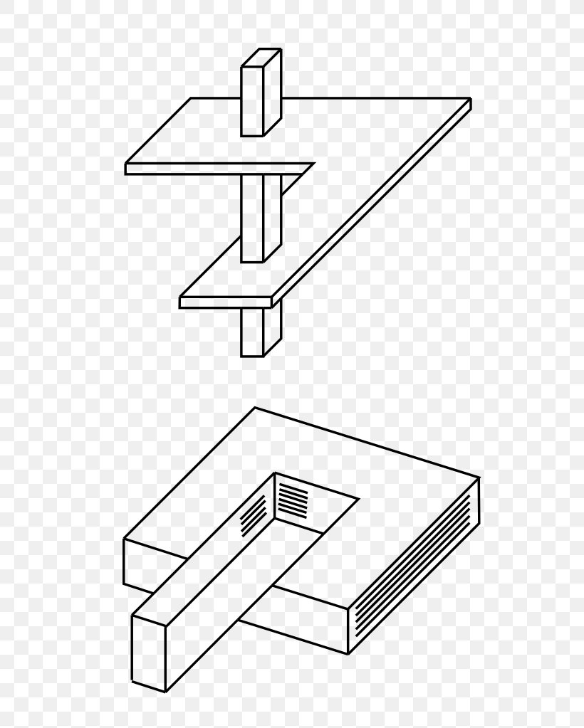 Penrose Triangle Impossible Object Geometric Shape, PNG, 682x1023px, Penrose Triangle, Area, Artwork, Black And White, Diagram Download Free