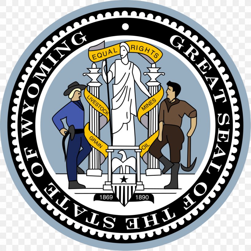 Seal Of Wyoming Flag Of Wyoming Great Seal Of The United States Wyoming Supreme Court, PNG, 1000x1000px, Wyoming, Area, Badge, Brand, Court Download Free