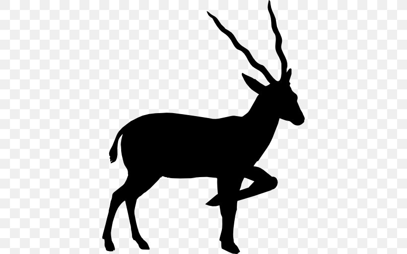 Antelope Pronghorn Silhouette Clip Art, PNG, 512x512px, Antelope, Animal, Antler, Black And White, Deer Download Free