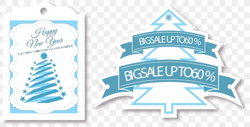 Vector Hand-painted Christmas Tree Tags, PNG, 1868x949px, Christmas Tree, Aqua, Blue, Brand, Christmas Download Free