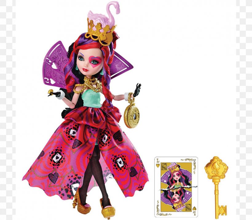 Ever After High Way Too Wonderland Lizzie Hearts Doll Way Too Wonderland: Royal Flush Ever After High Way Too Wonderland Kitty Cheshire Doll, PNG, 1143x1000px, Doll, Costume, Ever After High, Fashion Doll, Fictional Character Download Free