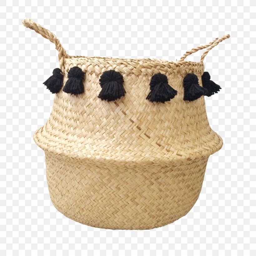 Basket Tassel Seagrass Toy Black-Dutch, PNG, 1024x1024px, Basket, Blanket, Bohochic, Seagrass, Storage Basket Download Free
