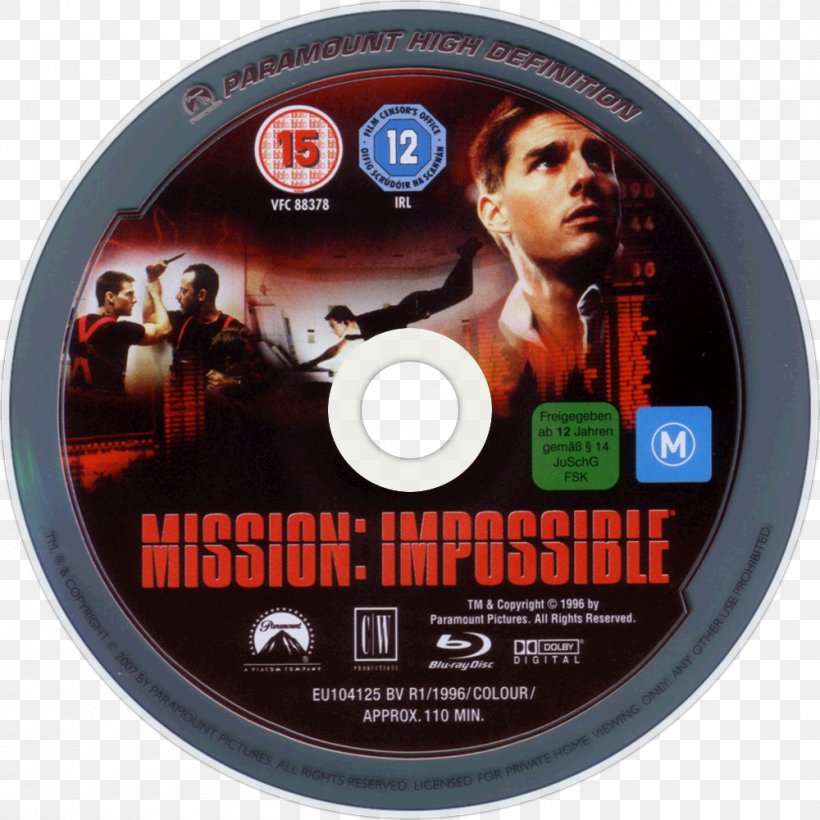 Tom Cruise Mission: Impossible Compact Disc Blu-ray Disc DVD, PNG, 1000x1000px, Tom Cruise, Bluray Disc, Brand, Compact Disc, Dvd Download Free