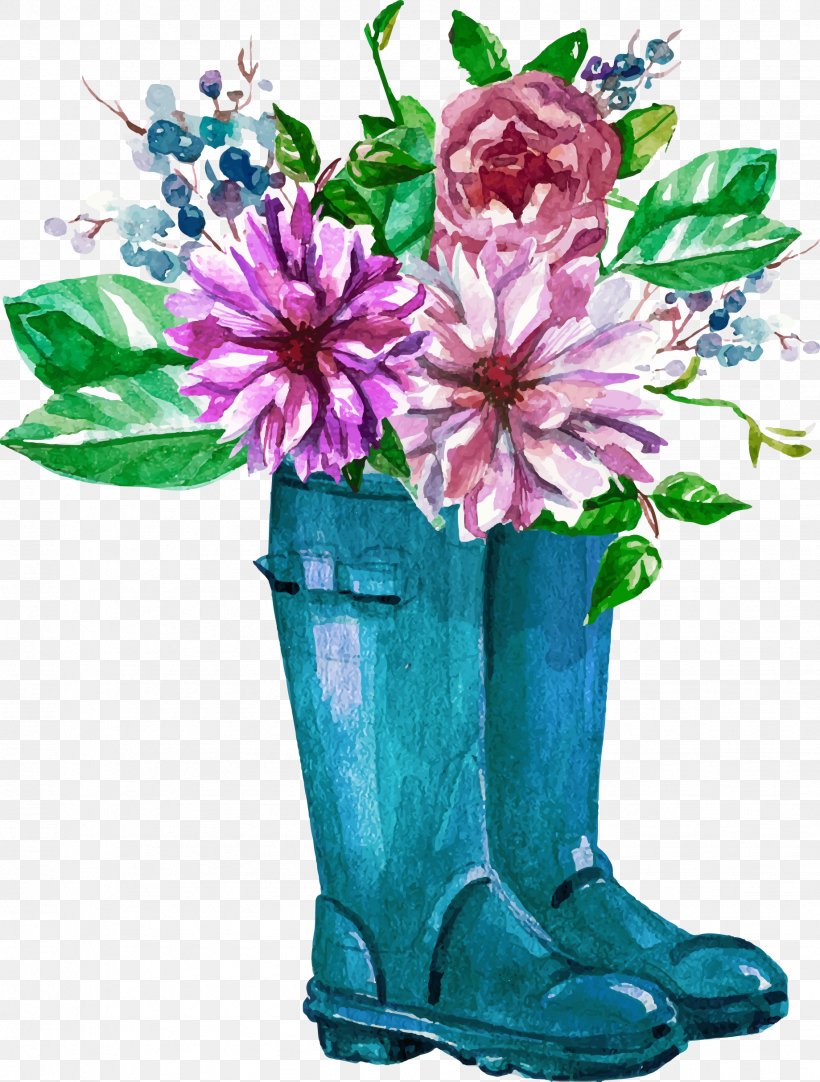 Watercolor Hand Painted Boots Flower Decoration Pattern, PNG, 1839x2427px, Glemham Hall, Attitude, Company, Cut Flowers, Day Download Free