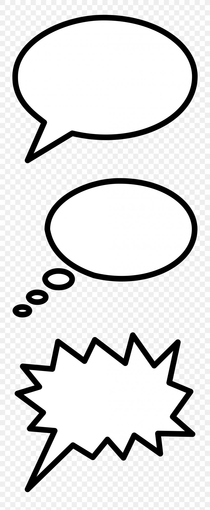 Speech Balloon Comics Dialogue Drawing, PNG, 2000x4857px, Speech Balloon, Area, Black, Black And White, Bubble Download Free