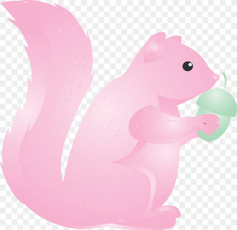 Squirrel Pink Cartoon Animal Figure Tail, PNG, 3000x2918px, Watercolor Squirrel, Animal Figure, Cartoon, Pink, Squirrel Download Free
