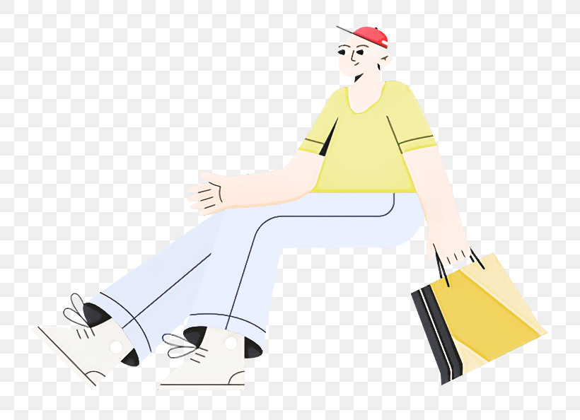 Cartoon Yellow Sitting Joint Line, PNG, 800x594px, Cartoon, Behavior, Geometry, Human, Joint Download Free