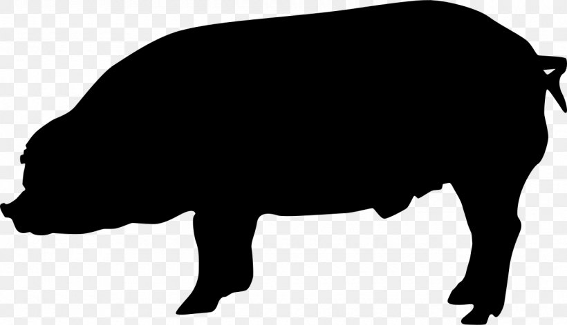 Duroc Pig British Landrace Pig Hampshire Pig Silhouette Clip Art, PNG, 1280x736px, Duroc Pig, Animal, Black And White, British Landrace Pig, Cattle Like Mammal Download Free