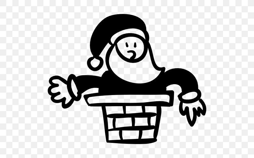 Santa Claus Chimney, PNG, 512x512px, Santa Claus, Artwork, Black And White, Chimney, Christmas Download Free