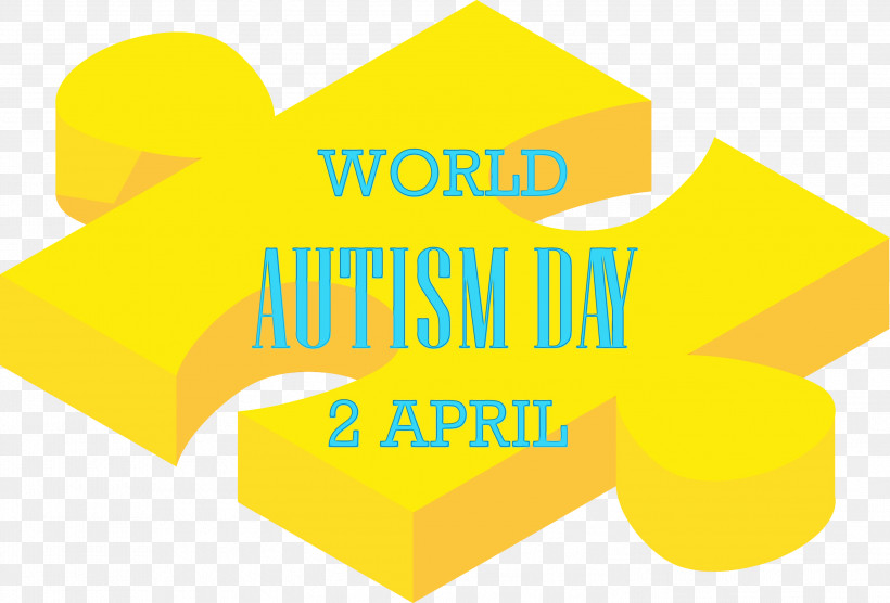 Yellow Text Line Logo Font, PNG, 2999x2037px, Autism Day, Autism Awareness Day, Label, Line, Logo Download Free