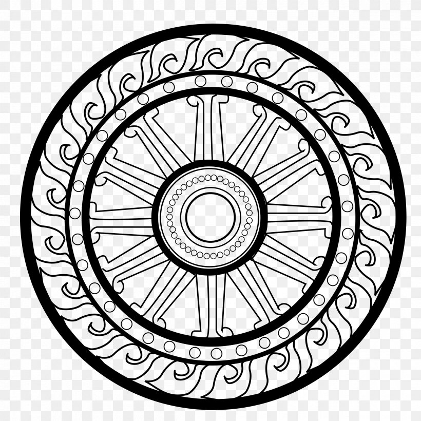 Dhammapada Dharmachakra Buddhism Wheel, PNG, 2400x2400px, Dhammapada, Bicycle Part, Bicycle Wheel, Black And White, Buddhism Download Free