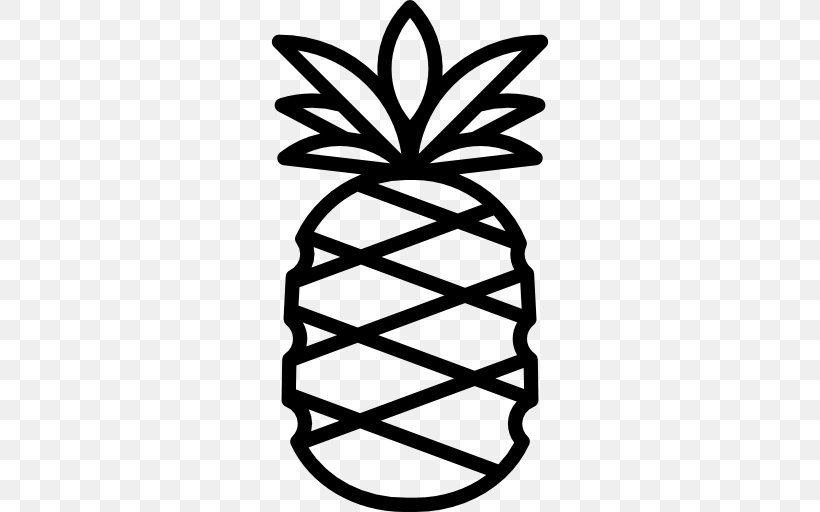 Pineapple Vector, PNG, 512x512px, Food, Black And White, Leaf, Line Art, Monochrome Photography Download Free