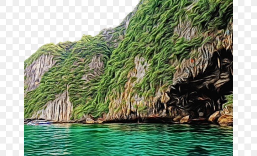 Nature Natural Landscape Tree Water Coastal And Oceanic Landforms, PNG, 667x500px, Watercolor, Cliff, Coastal And Oceanic Landforms, Grass, Landscape Download Free