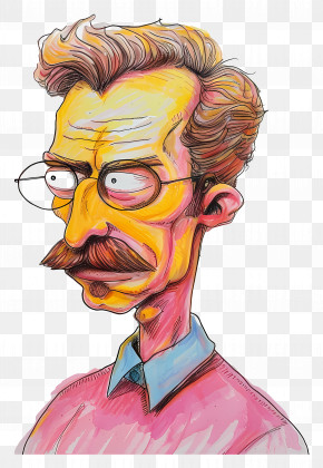Ned Flanders - Cartoon Man With Glasses And Mustache PNG