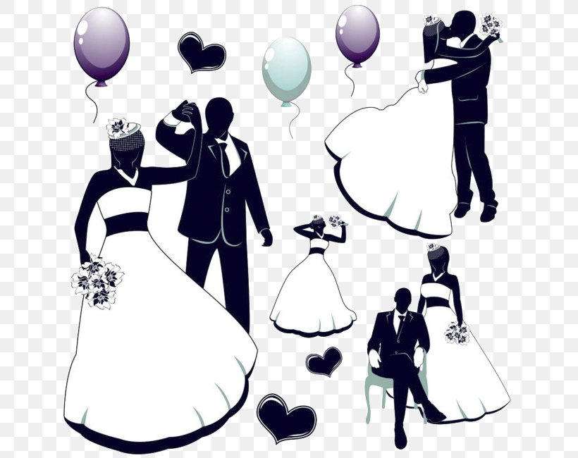 Wedding Invitation Bride Illustration, PNG, 650x650px, Wedding Invitation, Black And White, Bride, Clip Art, Communication Download Free