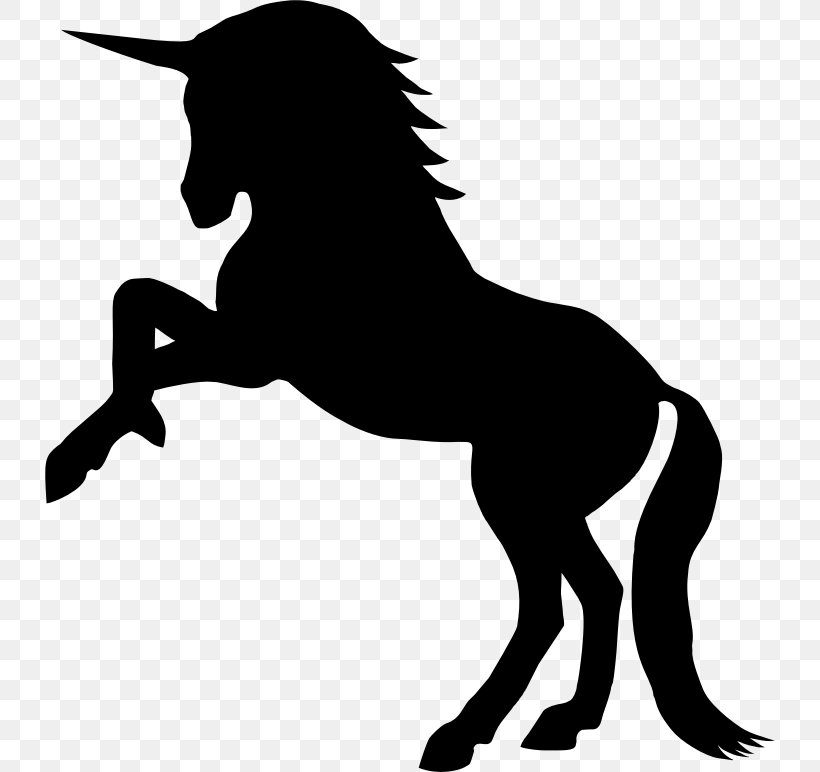Horse Rearing Unicorn Silhouette Clip Art, PNG, 730x772px, Horse, Black, Black And White, Colt, Drawing Download Free