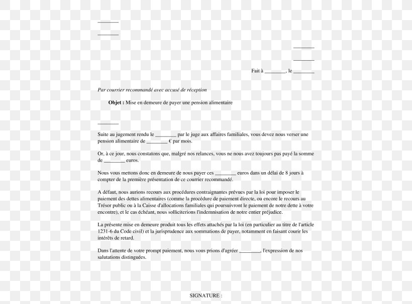 Mise En Demeure En Droit Français Document Letter Form Payment, PNG, 532x606px, Document, Alimony, Area, Audit, Diagram Download Free