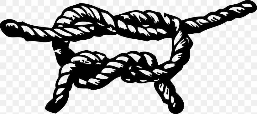 Knot Rope Clip Art, PNG, 2400x1070px, Knot, Bight, Black And White, Bowline, Bowline On A Bight Download Free