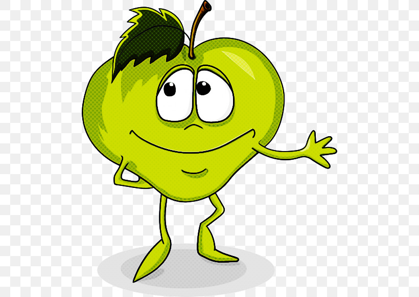 Green Cartoon Fruit Yellow Leaf, PNG, 500x580px, Green, Apple, Cartoon, Food, Fruit Download Free