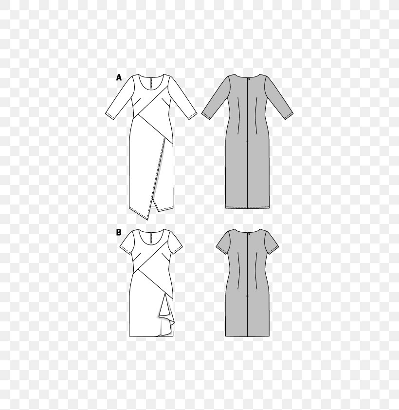 T-shirt Pattern Dress Shoulder Collar, PNG, 595x842px, Tshirt, Black And White, Brand, Clothes Hanger, Clothing Download Free
