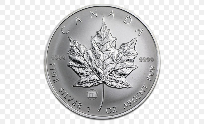 Canada Canadian Gold Maple Leaf Canadian Silver Maple Leaf, PNG, 500x500px, Canada, Black And White, Bullion, Bullion Coin, Canadian Gold Maple Leaf Download Free