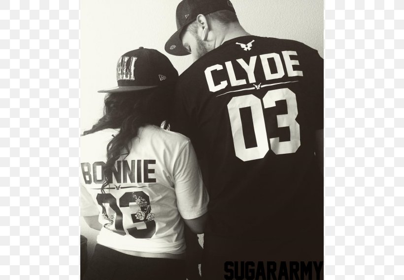 T-shirt Jersey Bonnie And Clyde Couple, PNG, 570x570px, Tshirt, Album Cover, Black And White, Bonnie And Clyde, Bonnie Parker Download Free