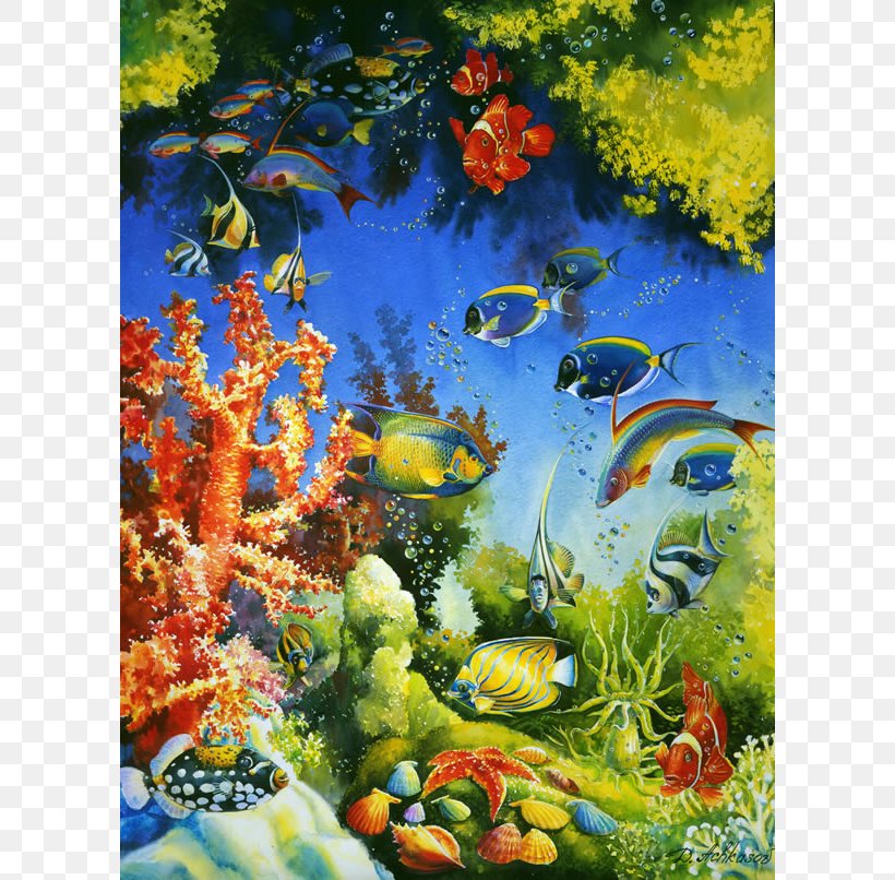 Coral Reef Fish Ecosystem Painting, PNG, 806x806px, Coral Reef Fish, Aquarium, Aquarium Decor, Aquatic Animal, Aquatic Plant Download Free