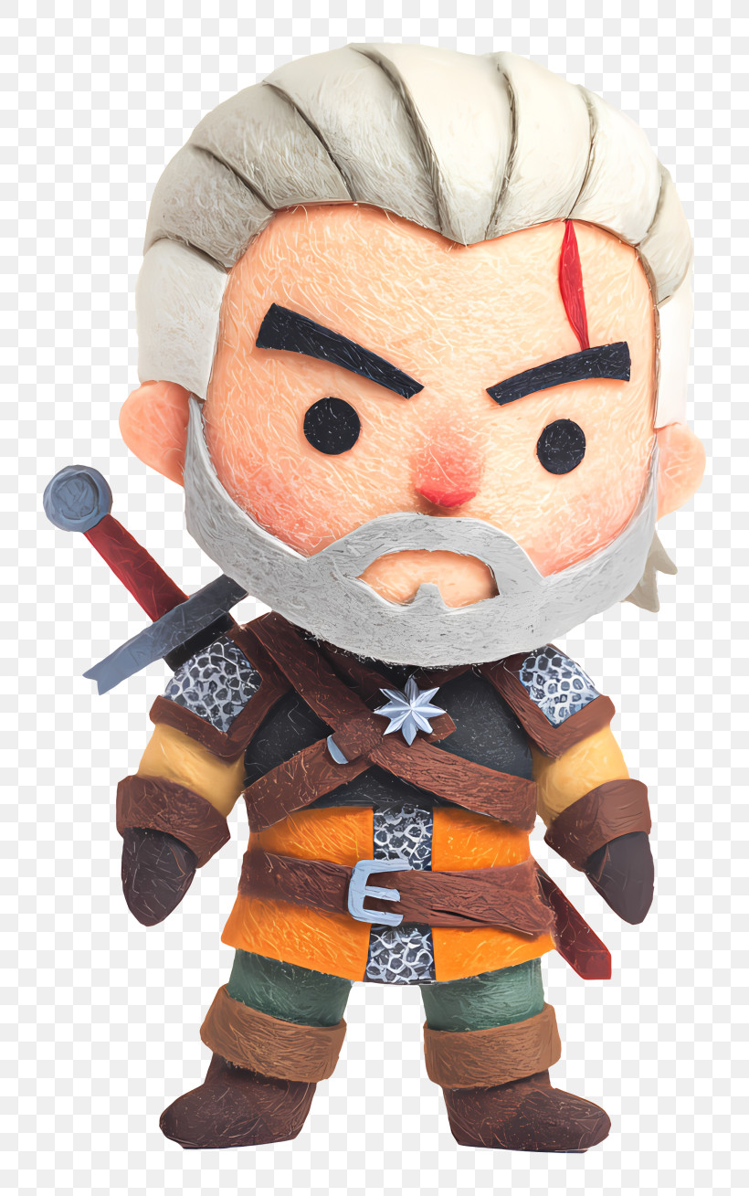 Geralt Of Rivia - Cute Warrior Character With Sword PNG