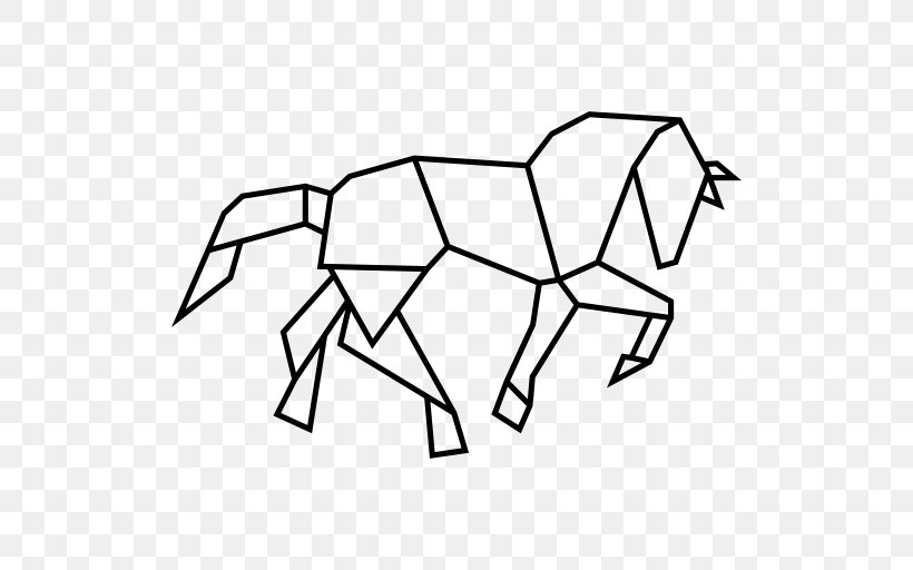 Horse Geometric Shape Polygon Geometry, PNG, 512x512px, Horse, Animal, Area, Art, Black And White Download Free