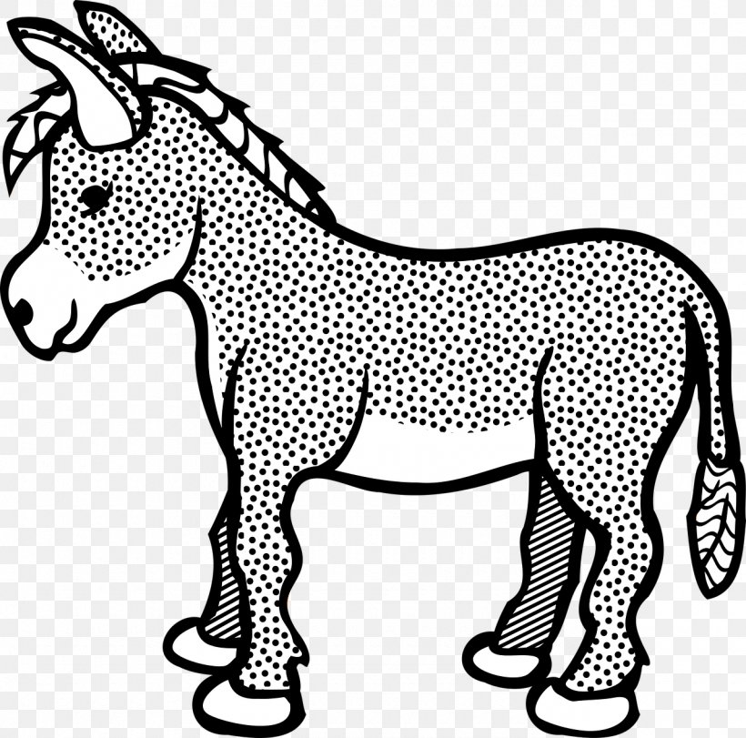 Donkey Clip Art Vector Graphics Image Drawing, PNG, 1280x1266px, Donkey, Animal Figure, Black And White, Bridle, Cartoon Download Free