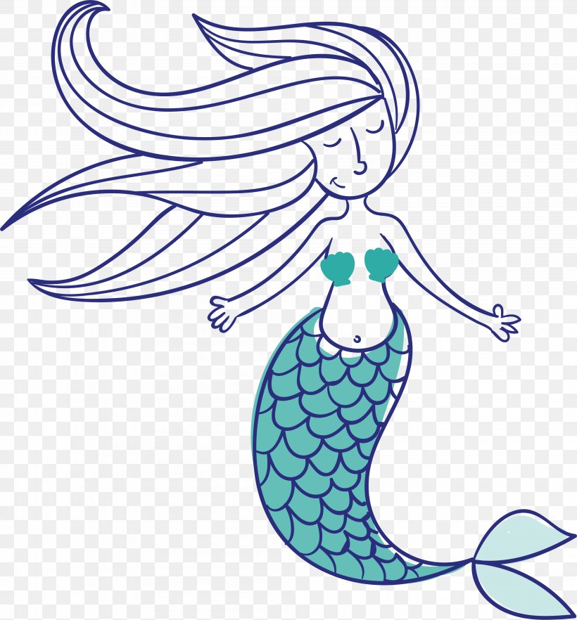 Euclidean Vector Mermaid Mythology Icon, PNG, 4027x4333px, Mermaid, Area, Art, Artwork, Black And White Download Free