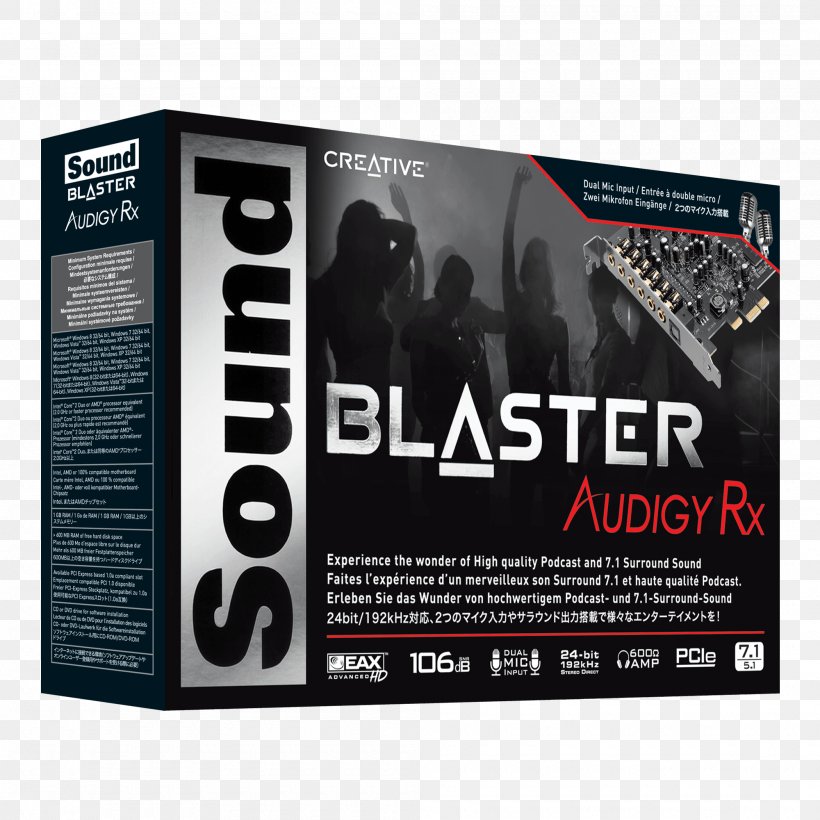Sound Blaster Audigy Sound Blaster X-Fi Sound Cards & Audio Adapters Creative Labs, PNG, 2000x2000px, 51 Surround Sound, Sound Blaster Audigy, Audio, Brand, Creative Download Free