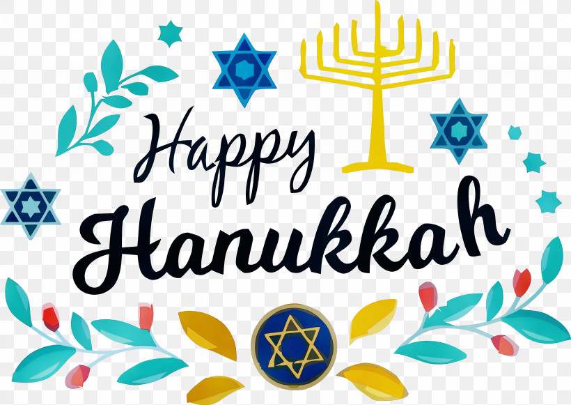 Text Font Turquoise Teal Logo, PNG, 3222x2284px, Happy Hanukkah, Hanukkah, Logo, Paint, Teal Download Free