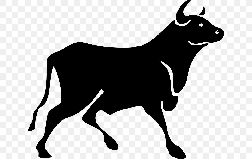 Cattle Bucking Bull Clip Art, PNG, 640x520px, Cattle, Black, Black And White, Bucking Bull, Bull Download Free