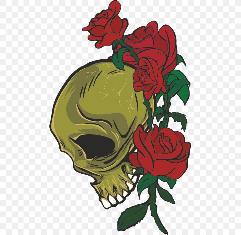 Garden Roses Skull Sticker Artikel, PNG, 800x800px, Garden Roses, Art, Artikel, Bone, Cut Flowers Download Free