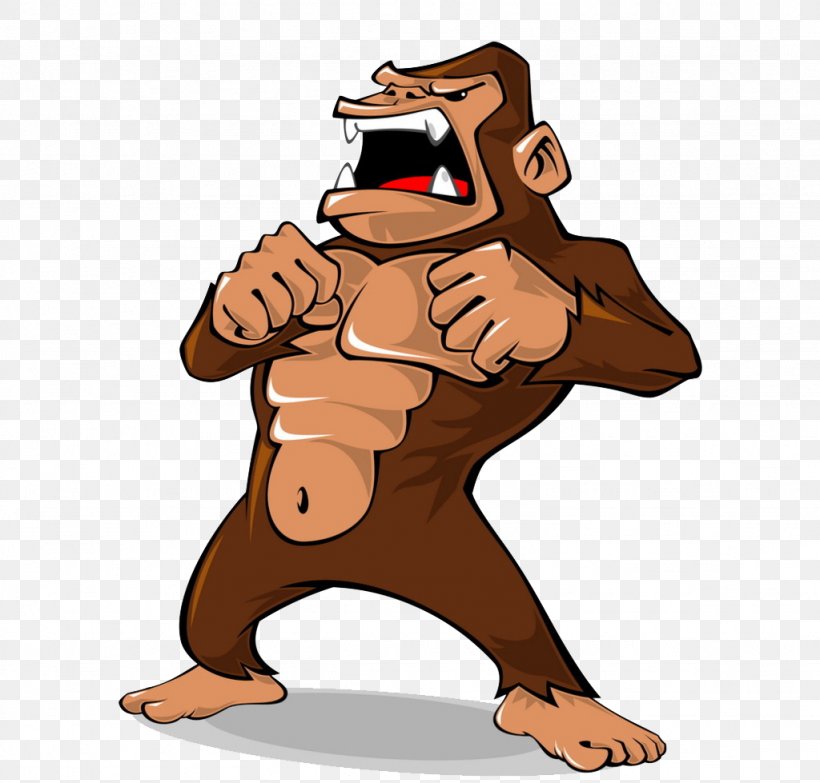 Gorilla Ape Cartoon Illustration, PNG, 1024x979px, Gorilla, Anger, Ape, Art, Bear Download Free