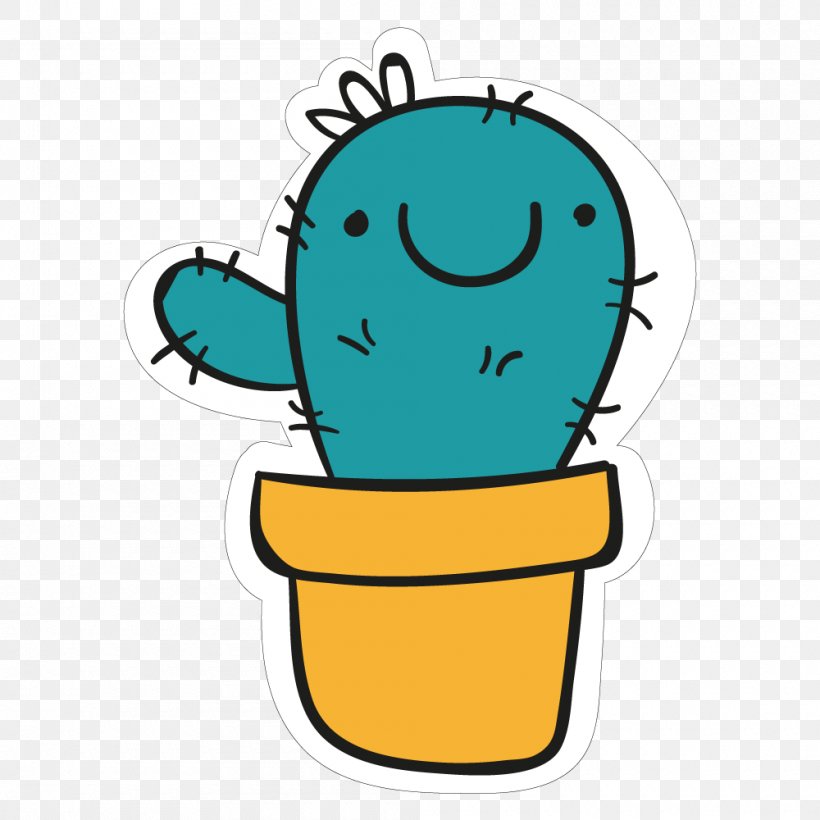 Cactaceae Sticker Drawing Clip Art, PNG, 1000x1000px, Cactaceae, Area, Artwork, Cartoon, Drawing Download Free