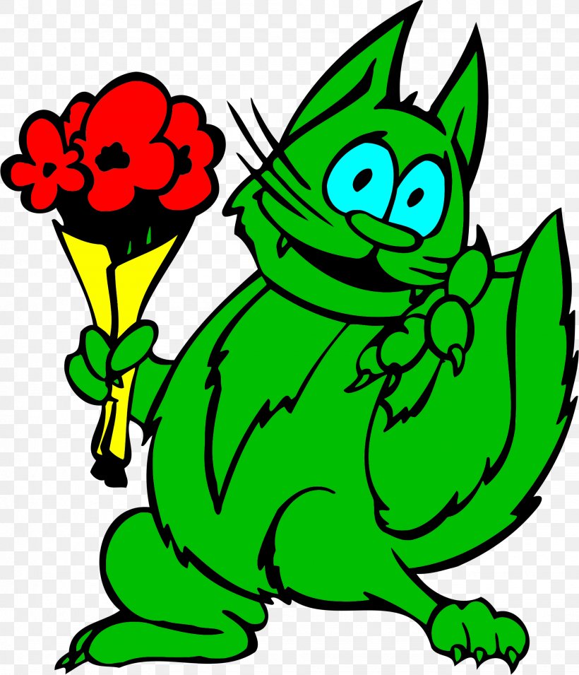 Cat Clip Art, PNG, 1950x2272px, Cat, Art, Artwork, Fictional Character, Flower Download Free