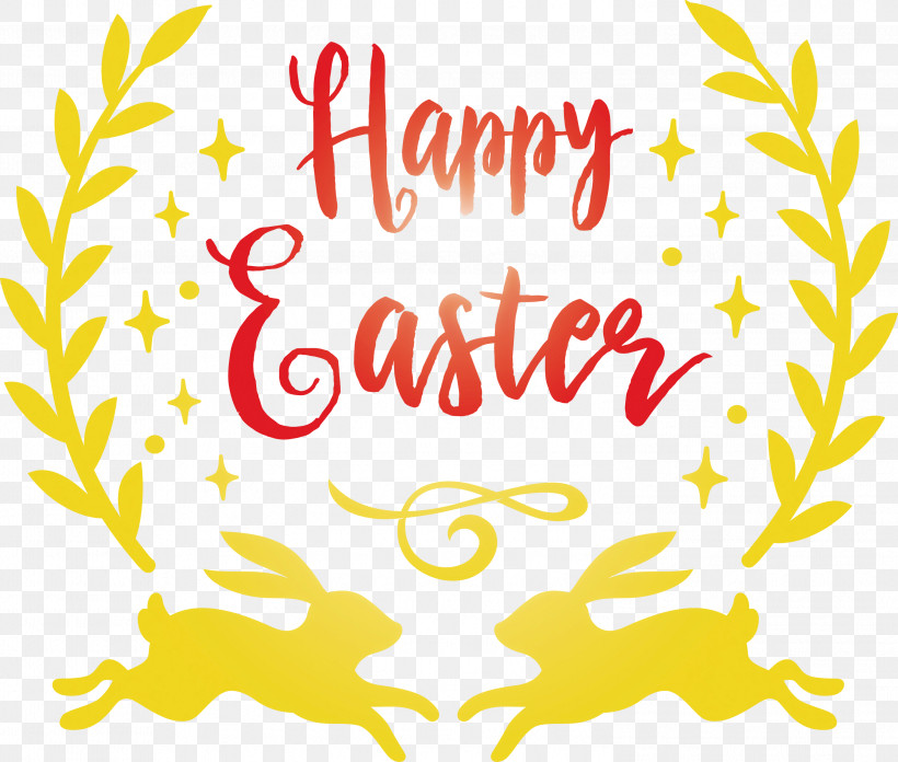 Happy Easter, PNG, 2999x2549px, Happy Easter, Text, Yellow Download Free
