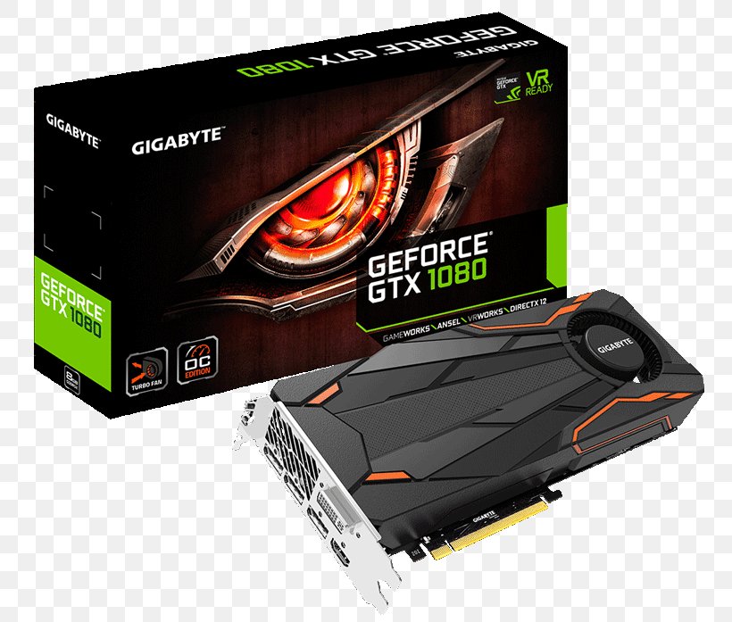 Graphics Cards & Video Adapters 英伟达精视GTX 1080 Gigabyte Technology GeForce, PNG, 800x697px, Graphics Cards Video Adapters, Brand, Computer, Computer Component, Computer System Cooling Parts Download Free