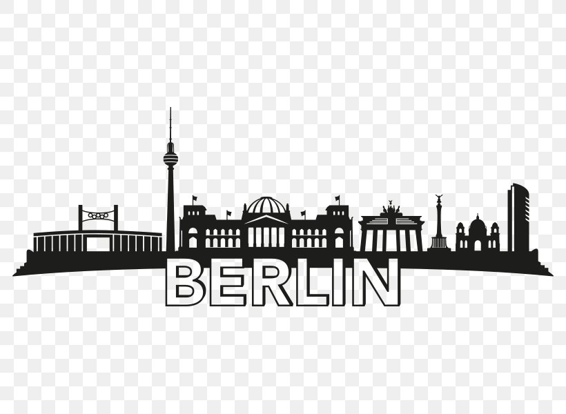 Skyline Fernsehturm Wall Decal Olympiastadion Berlin Silhouette, PNG, 800x600px, Skyline, Berlin, Berlin Victory Column, Black And White, Brand Download Free