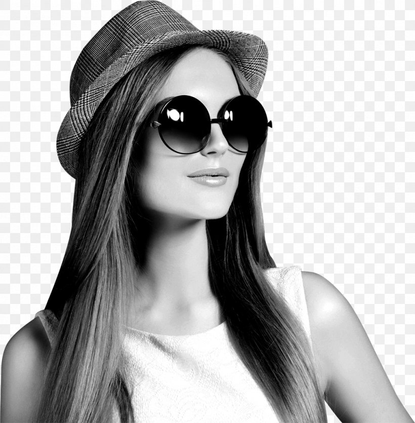 Sunglasses Sun Hat Goggles Long Hair, PNG, 1012x1031px, Sunglasses, Black And White, Brown Hair, Eyewear, Glasses Download Free