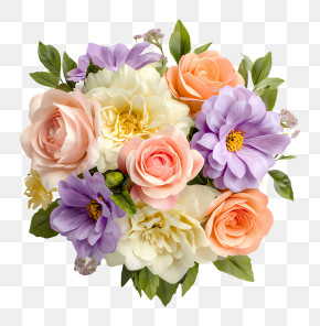 Vibrant Colorful Flower Bouquet PNG