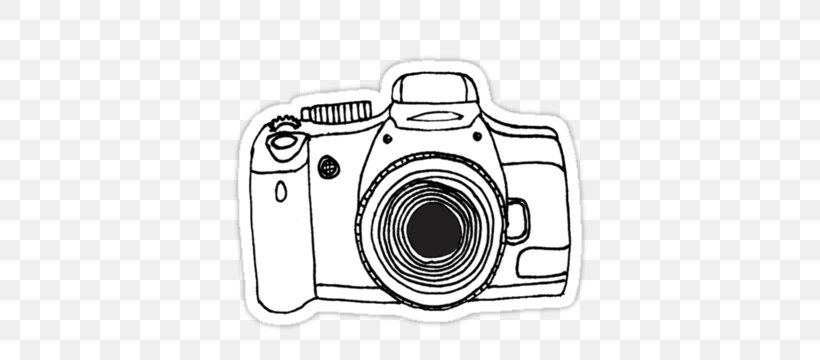 Sticker Camera Drawing Wall Decal, PNG, 375x360px, Sticker, Bag, Black And White, Camera, Digital Cameras Download Free