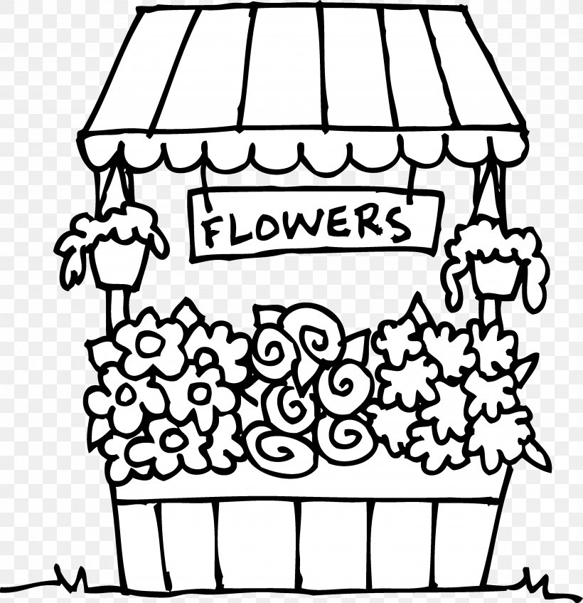 Coloring Book Floristry Flower Floral Design Clip Art, PNG, 3834x3963px, Coloring Book, Area, Black And White, Floral Design, Floristry Download Free