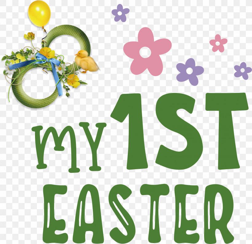 Happy Easter Day My 1st Easter, PNG, 3000x2902px, Happy Easter Day, Flower, Green, Happiness, Logo Download Free