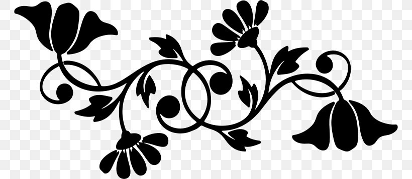 Floral Design Motif Flower Clip Art, PNG, 764x358px, Floral Design, Art, Black, Black And White, Branch Download Free
