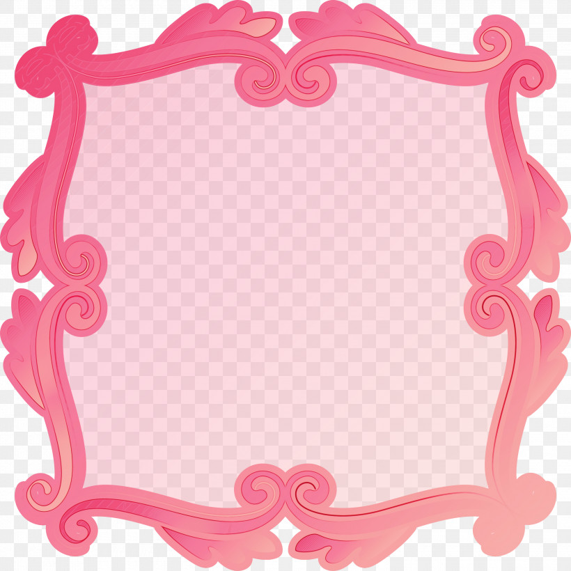 Picture Frame, PNG, 3000x3000px, Square Frame, Paint, Picture Frame, Pink, Watercolor Download Free
