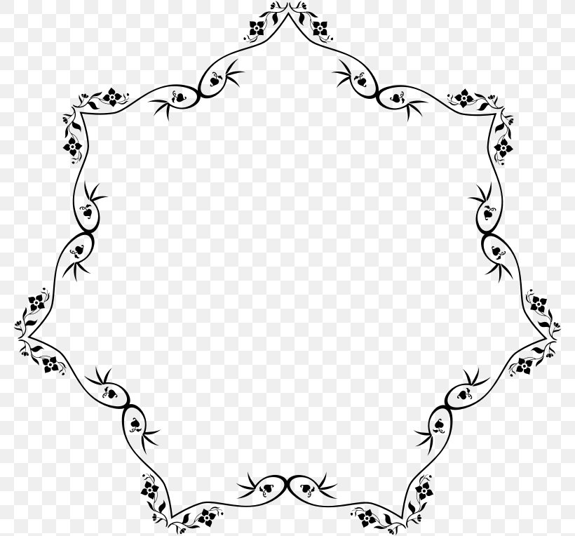 Borders And Frames Flower Clip Art, PNG, 782x764px, Borders And Frames, Area, Artwork, Black, Black And White Download Free