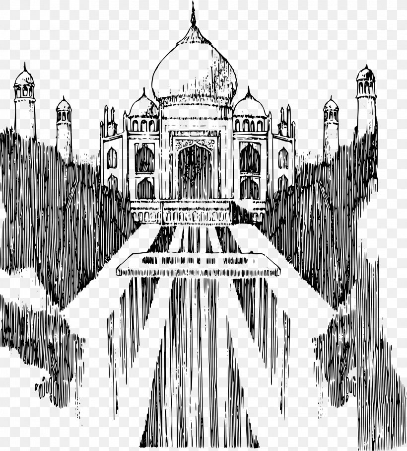 Taj Mahal Clip Art, PNG, 2166x2400px, Taj Mahal, Agra, Arch, Architecture, Black And White Download Free